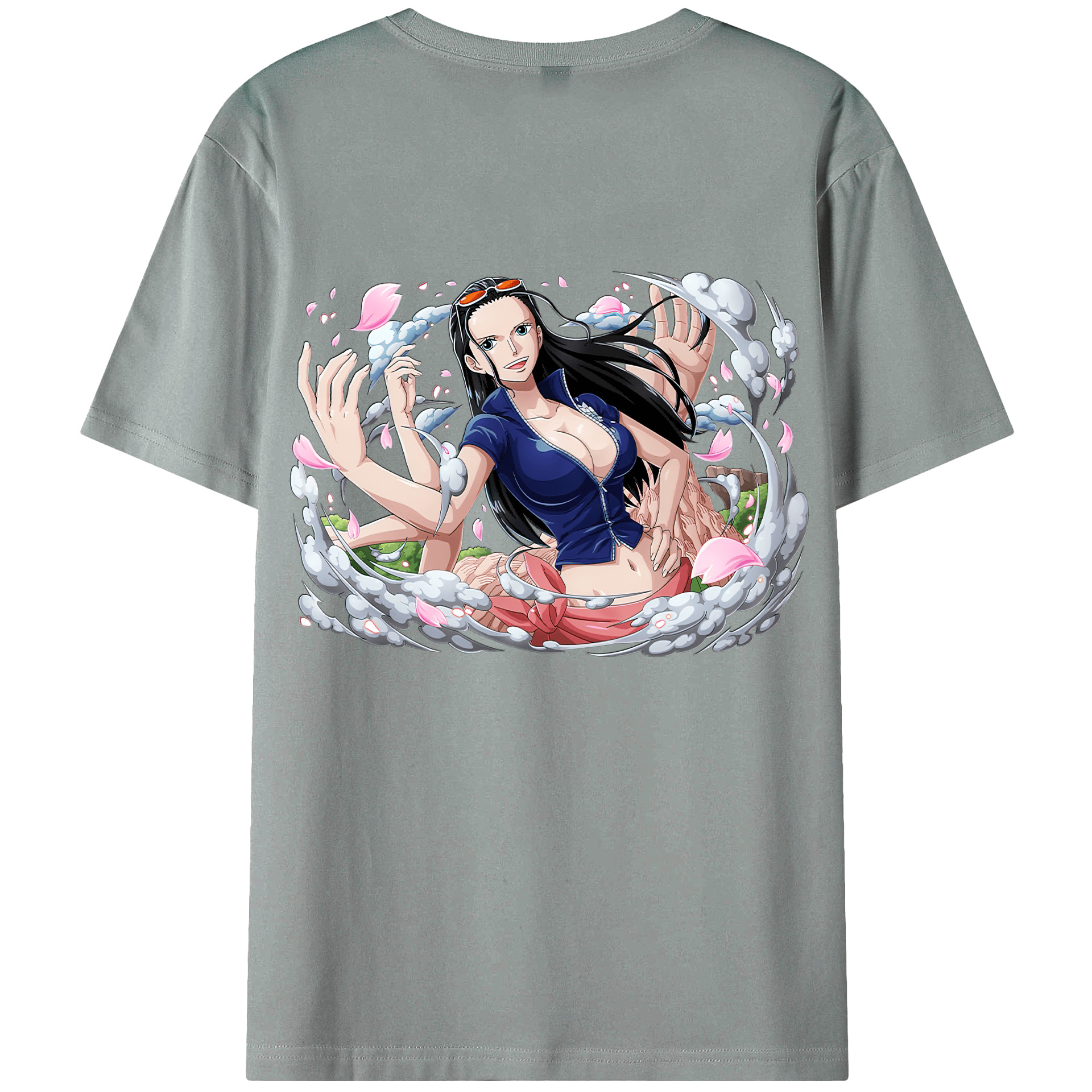 ワンピース ニコ・ロビン ONE PIECE Nico Robin 綿100％ メンズ半袖Tシャツ（バックプリント） 通気性